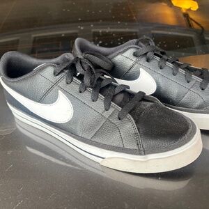 nike mens court royal black white leather trainers